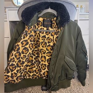 Coach Green Jacket with Leopard Interior